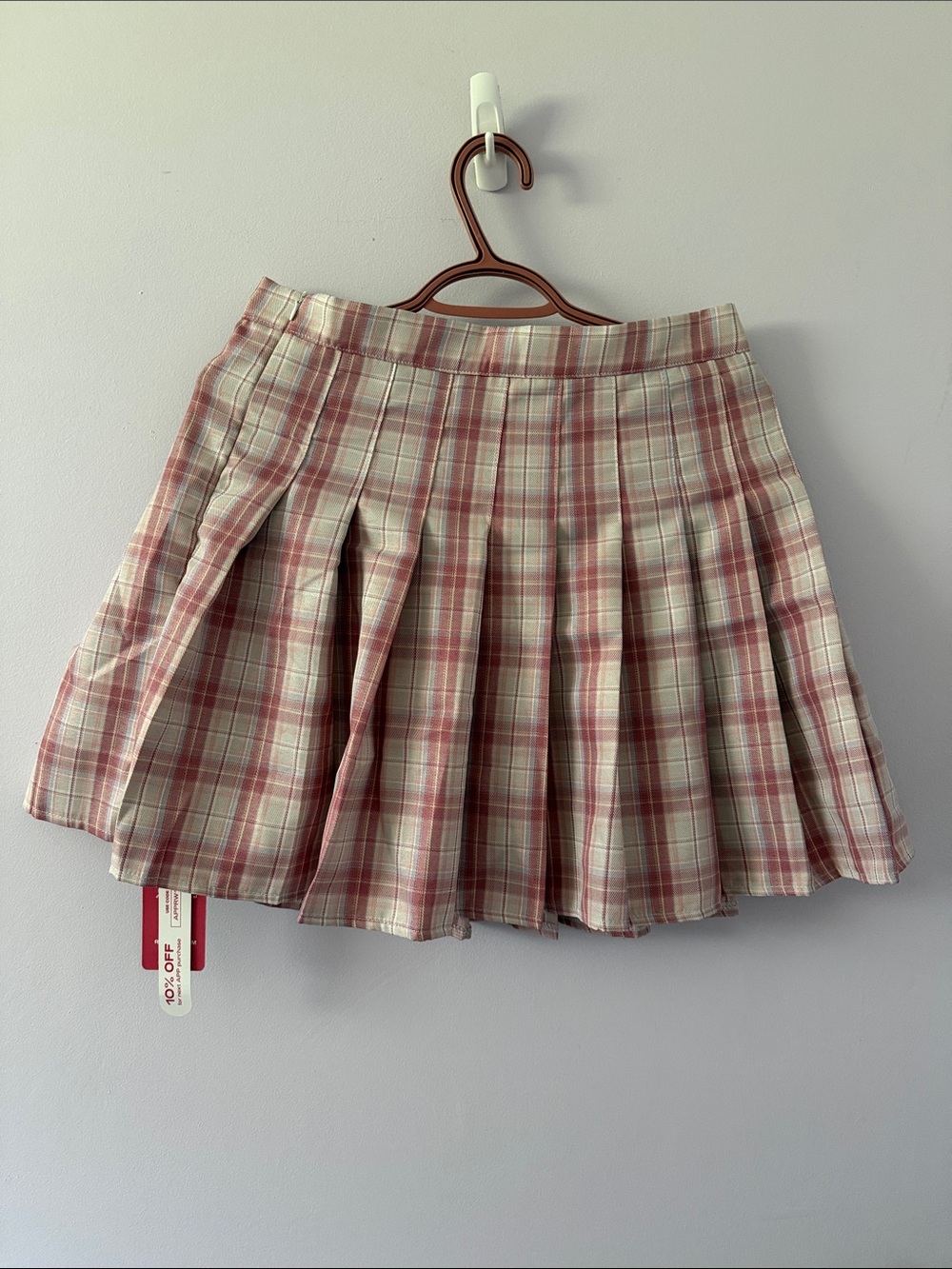 NWT Pink Plaid Pleated Skater Mini Skirt